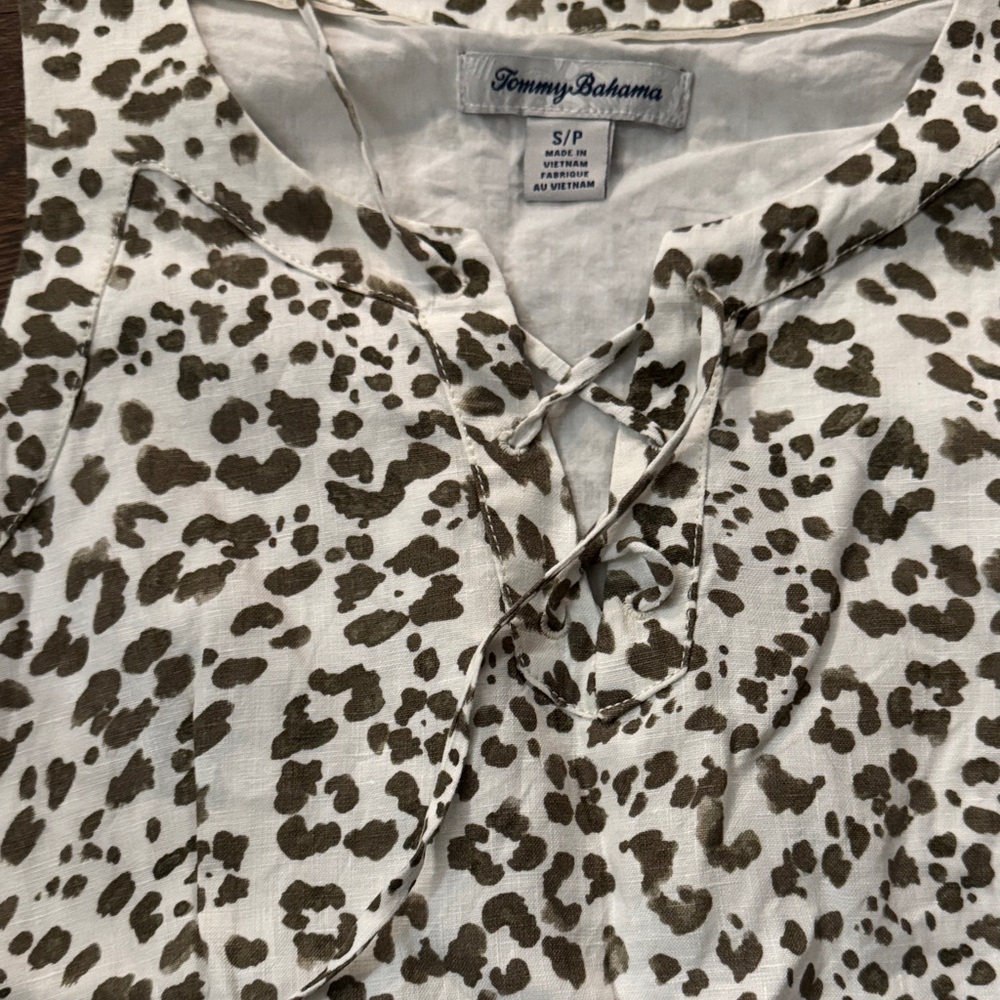 Tommy Bahama White and Brown Leopard Print Mini Dress - Picture 3 of 5